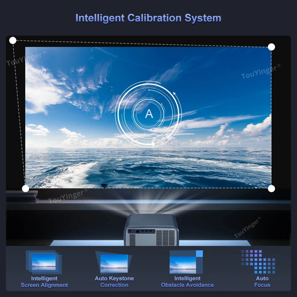 Projetor 4K Touyinger Q12W Pro 2800ANSI Full HD 4K Dual Screen Wifi Bluetooth Smart Home Theater Projector