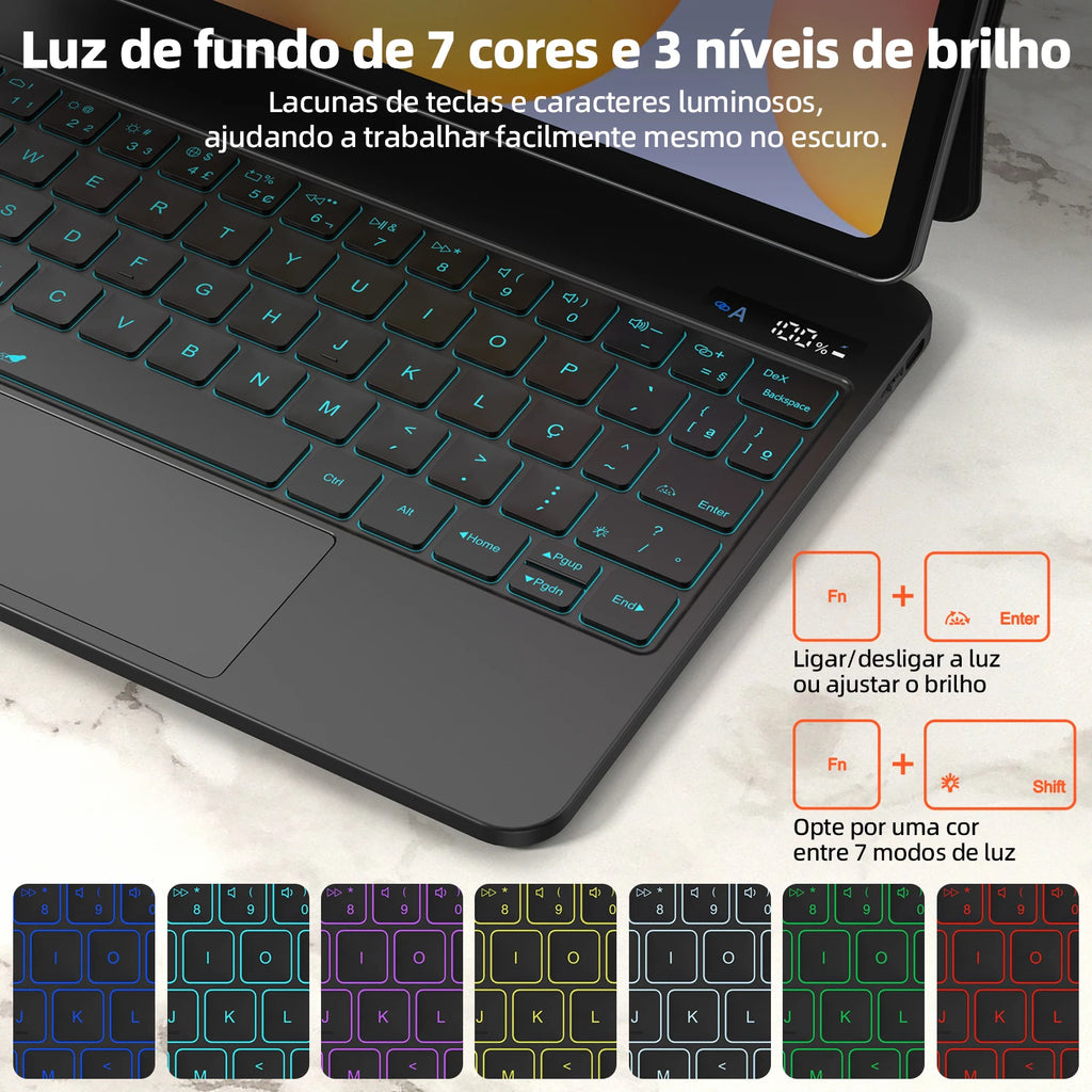 Bettdow Teclado mágico para Galaxy Tab S6 Lite de 10,4 polegadas com suporte flutuante magnético e trackpad multitoque