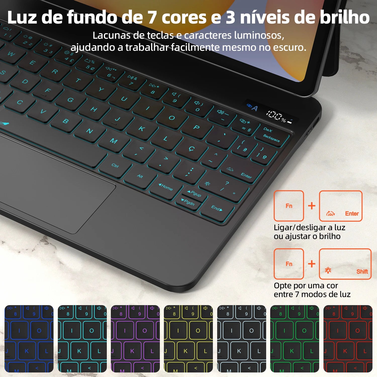 Bettdow Teclado mágico para Galaxy Tab S6 Lite de 10,4 polegadas com suporte flutuante magnético e trackpad multitoque