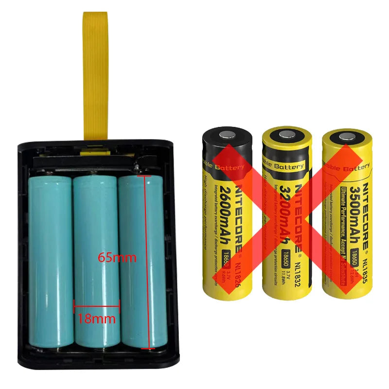Case DIY para Power Bank 3x18650 — Carregamento Rápido 5V 2A, USB Duplo e Luz LED Noturna