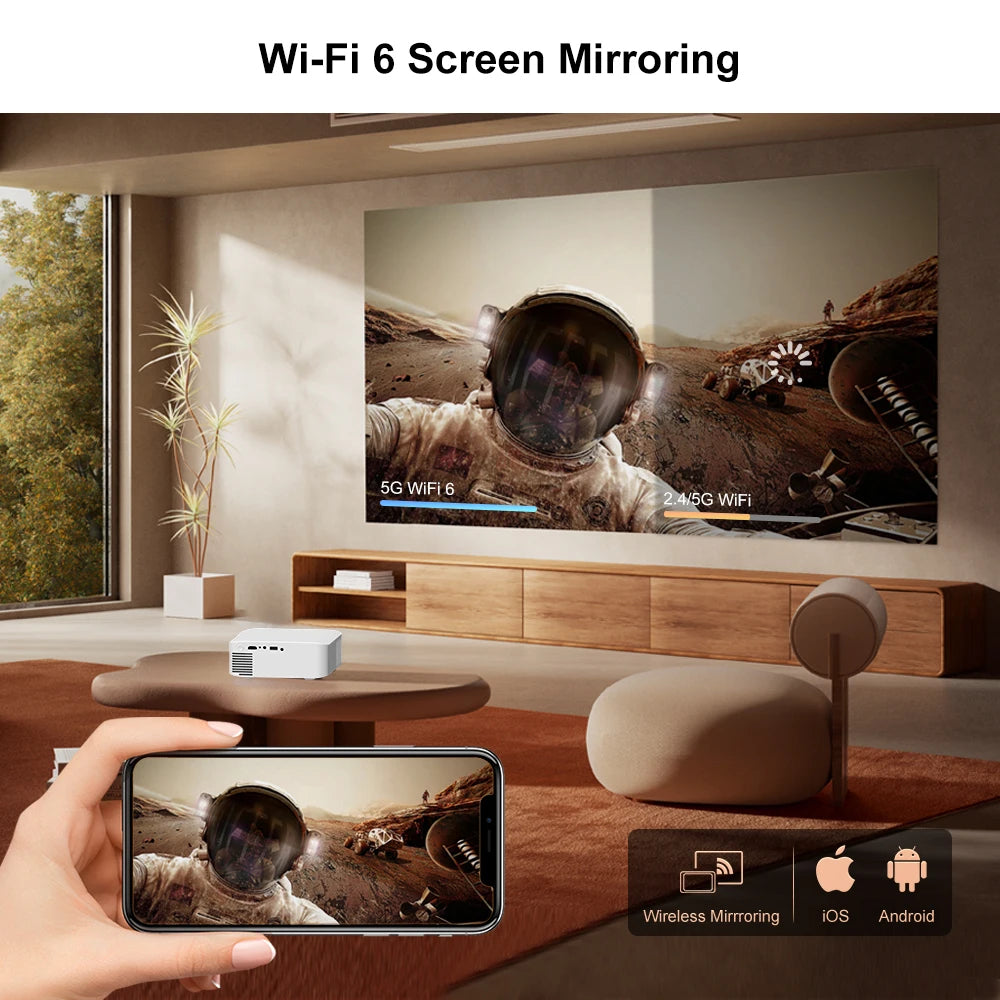 Projetor Touyinger L9W Ultra Android 4K Mini Full HD Cinema LED Home Theater com Bluetooth