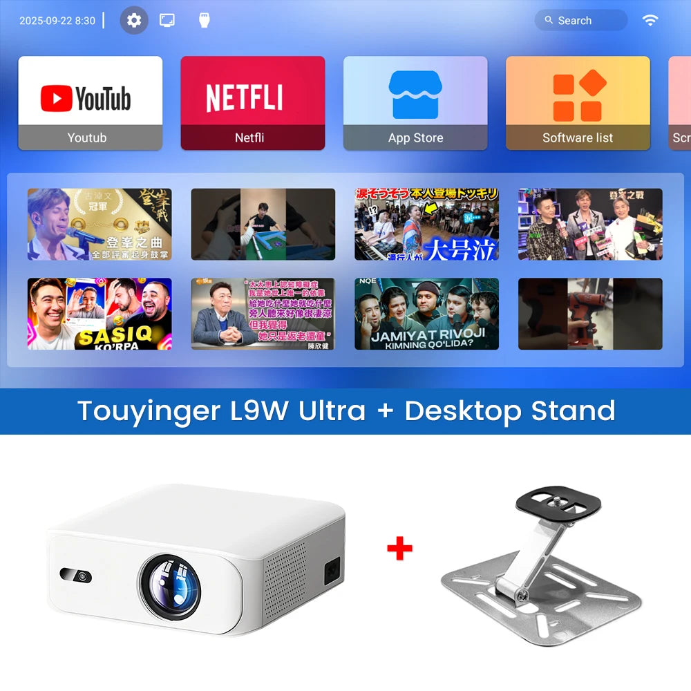 Projetor Touyinger L9W Ultra Android 4K Mini Full HD Cinema LED Home Theater com Bluetooth