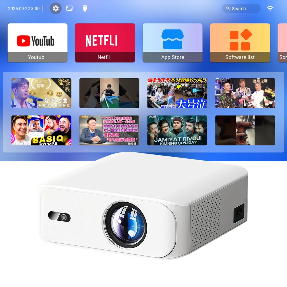 Projetor Touyinger L9W Ultra Android 4K Mini Full HD Cinema LED Home Theater com Bluetooth